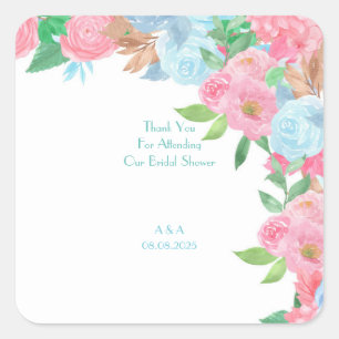 PASTELL BLUMENFRÜHLING SOMMER QUADRATISCHER AUFKLEBER