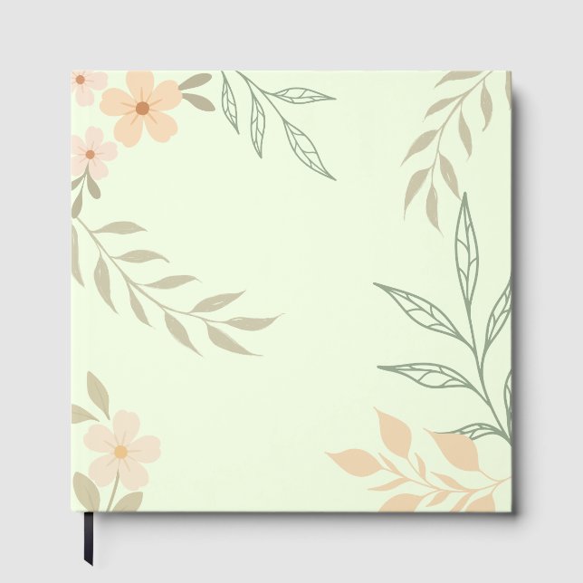 Pastell Blumengrün Hintergrund | Minimal Botanisch Gästebuch (Vorderseite)