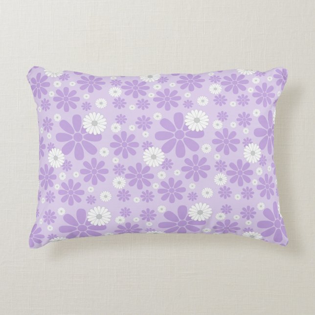 Pastell-Blumenmuster LAVENDel Dekokissen (Vorderseite)