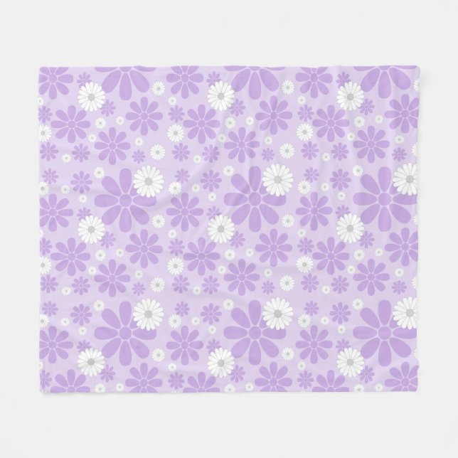 Pastell-Blumenmuster LAVENDel Fleecedecke (Vorderseite (Horizontal))