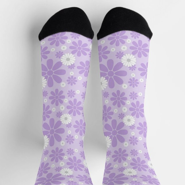 Pastell-Blumenmuster LAVENDel Socken (Oben)