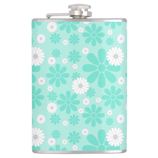 Pastell-Blumenmuster MINT Flachmann (Vorderseite)