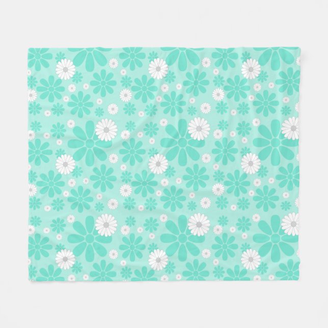 Pastell-Blumenmuster MINT Fleecedecke (Vorderseite (Horizontal))