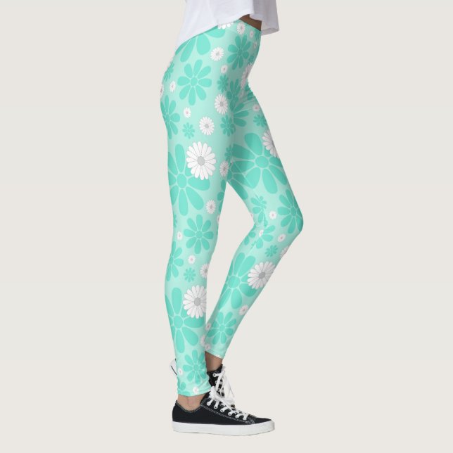 Pastell-Blumenmuster MINT Leggings (Rechts)