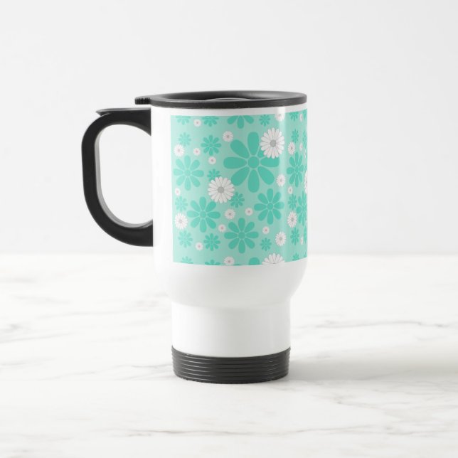 Pastell-Blumenmuster MINT Reisebecher (Links)