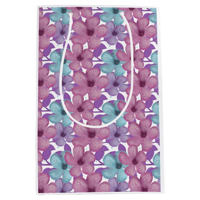 Pastell-Blumenmuster Mittlere Geschenktüte (Vorderseite)