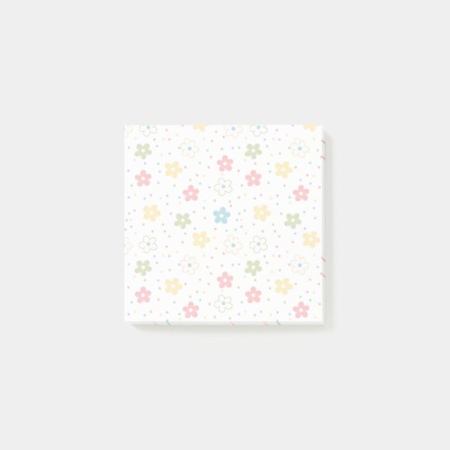 Pastell-Blumenmuster Post-it Klebezettel (Vorderseite)