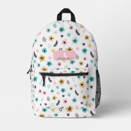 Pastell Blumenmuster Retro Floral Personalisiert Bedruckter Rucksack