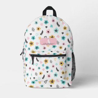 Pastell Blumenmuster Retro Floral Personalisiert Bedruckter Rucksack