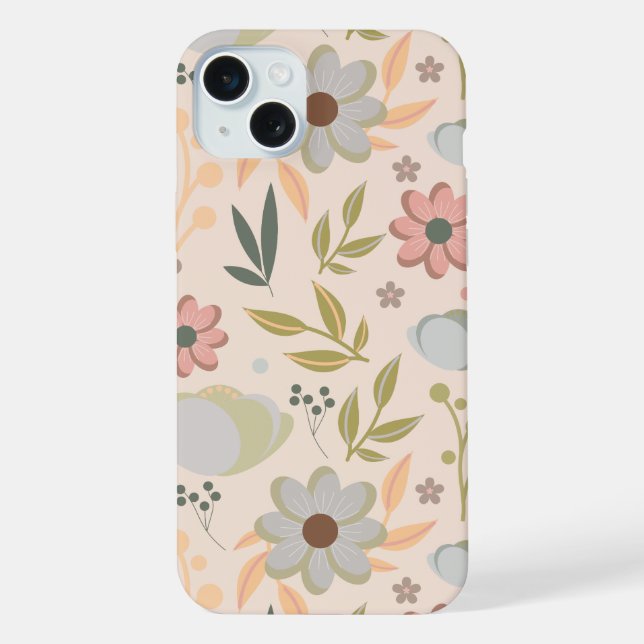 Pastell-Blumenmuster – Sanfte ästhetische Blume iPhone Hülle (Rückseite)