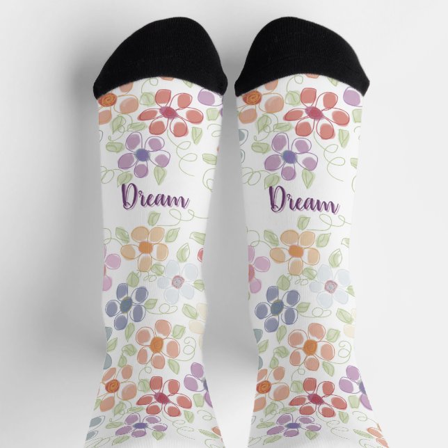 Pastell-Blumenmuster Socken (Oben)