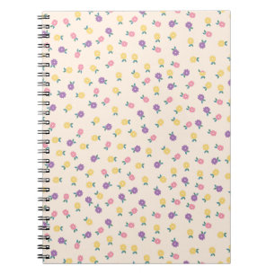 Pastell-Blumenmuster – Süße Gelbe, Rosa & Violette Notizblock
