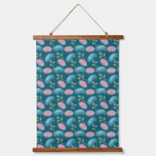 Pastell-Blumenmuster Wandteppich Mit Holzrahmen