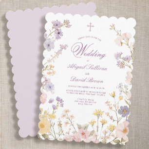 Pastell-Blumenrahmen religiöse Hochzeitseinladung Einladung