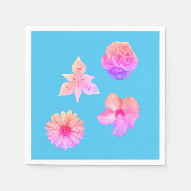 Pastell-Blumenstrauß-Papier-Servietten Serviette (Vorderseite)