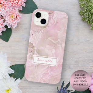 Pastell Blush Pink Gray Agate Marble Art Muster iPhone 14 Plus Hülle