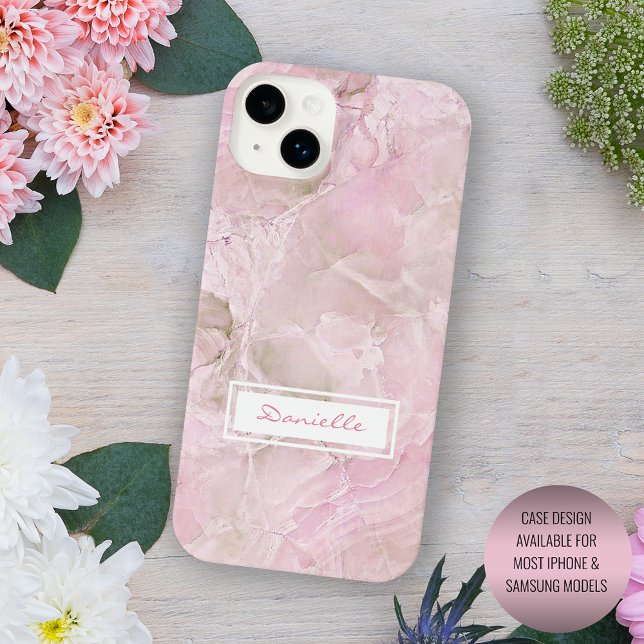 Pastell Blush Pink Gray Agate Marble Art Muster iPhone Hülle (Von Creator hochgeladen)
