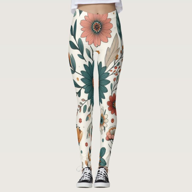 Pastell-Blüten Leggings (Vorderseite)