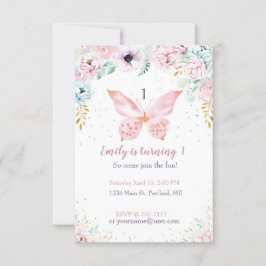 Pastell Blütenbaby Geburtstagsparty Einladung