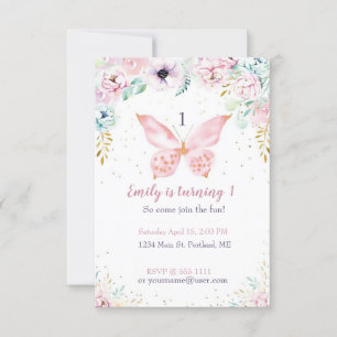 Pastell Blütenbaby Geburtstagsparty Einladung