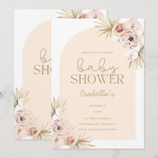Pastell Boho Blumenbogen Baby Shower Einladung