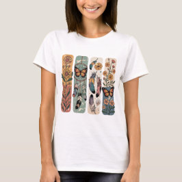 PASTELL BOHO FEDERN UND GELBE SONNENBLUMEN T-Shirt