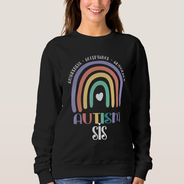 Pastell Boho Regenbogen Stolze Schwester Autismus  Sweatshirt (Vorderseite)