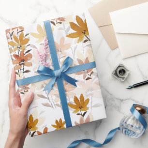 Pastell-Boho-Senfgelb-Wildblumen Geschenkpapier