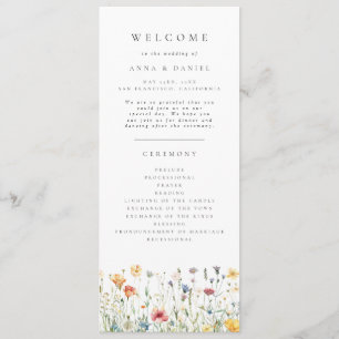 Pastell-Boho-Wildblumen-Hochzeitsprogramm Programm