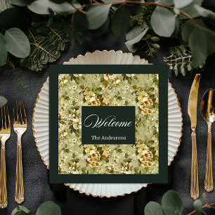 Pastell-Botanik-Servietten Elegant Grün Gold Set Serviette