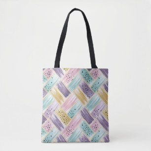Pastell Brushstroke & Gold Crisscross Abstrakt