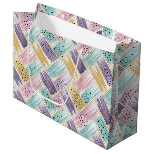 Pastell Brushstroke & Gold Crisscross Abstrakt Große Geschenktüte