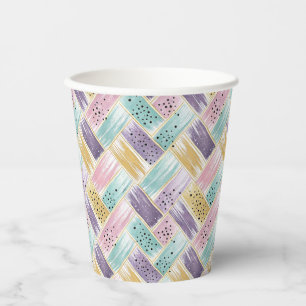 Pastell Brushstroke & Gold Crisscross Abstrakt Pappbecher