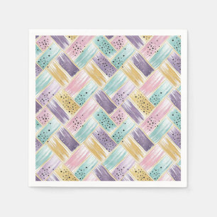 Pastell Brushstroke & Gold Crisscross Abstrakt Serviette