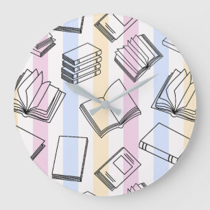 Pastell-Buch-Muster-Rundwanduhr Große Wanduhr