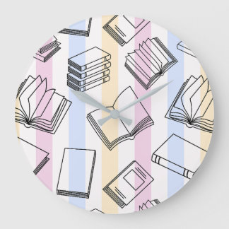Pastell-Buch-Muster-Rundwanduhr Große Wanduhr