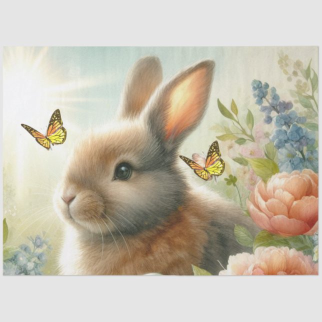 Pastell Bunny und Schmetterling Tissue Paper Seidenpapier (Vorderseite)