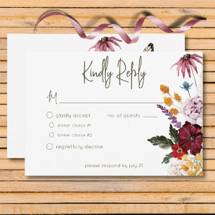 Pastell & Burgundy Blooms Modernes zweiköpfiges Ab RSVP Karte