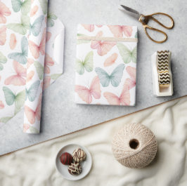 Pastell Butterfly Wrapping Paper Geschenkpapier