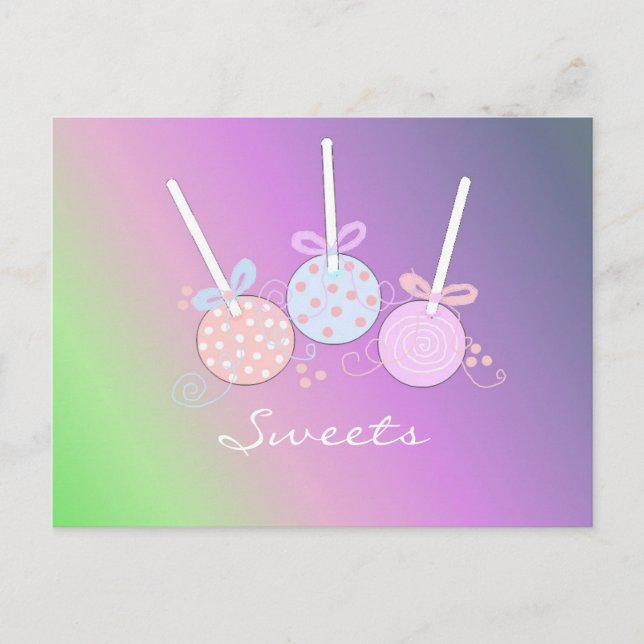 Pastell-Cake-Pops Postkarte (Vorderseite)