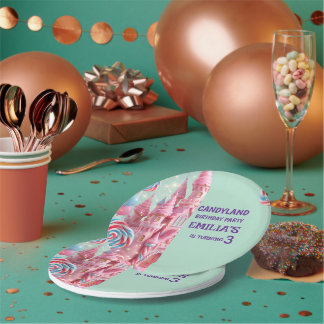 Pastell Candyland 3. Geburtstag Papier Teller