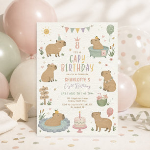 Pastell Capybara Mädchen Geburtstag: Capy Geburtst Einladung