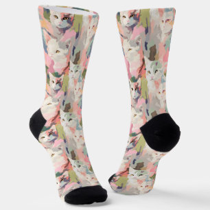 Pastell Cats farbenfrohe Muster Socken