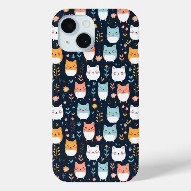 Pastell Cats Muster Case-Mate iPhone Hülle (Rückseite)