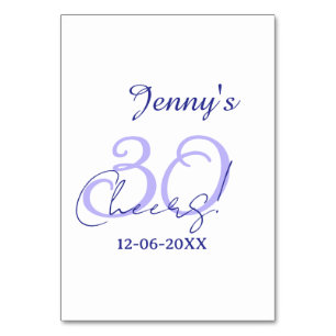 Pastell Cheers 30. Geburtstag lila elegant Name da Tischnummer