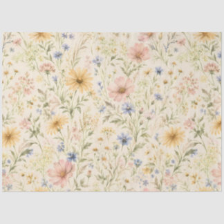 Pastell Cottage Wildblumen Aquarell Seidenpapier