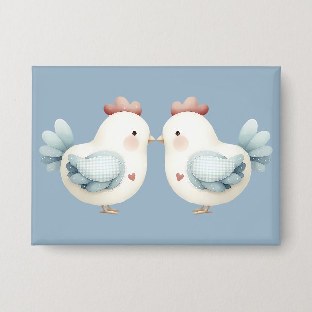 Pastell Cottagecore-Huhn Button (Vorderseite)