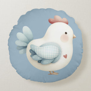Pastell Cottagecore-Huhn Rundes Kissen