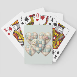 Pastell Cottagecore Patchwork-Herzen Spielkarten