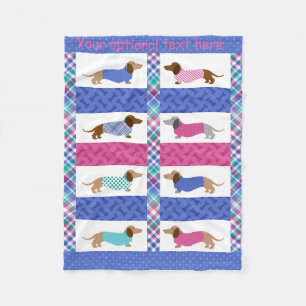 Pastell-Dachshund-Steppmuster-Plüschdecke Fleecedecke
